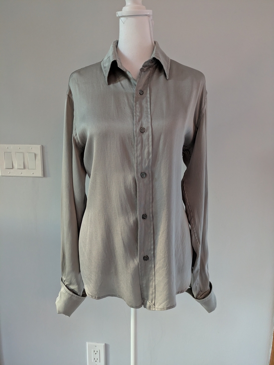 Ralph Lauren Tops - Vintage 80s Ralph Lauren Women's  Button-Down Shirt - Silver Gray